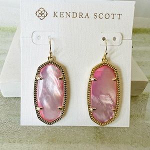 Kendra Scott Elle Pink Blush Mother of pearl shell earrings Gold tone